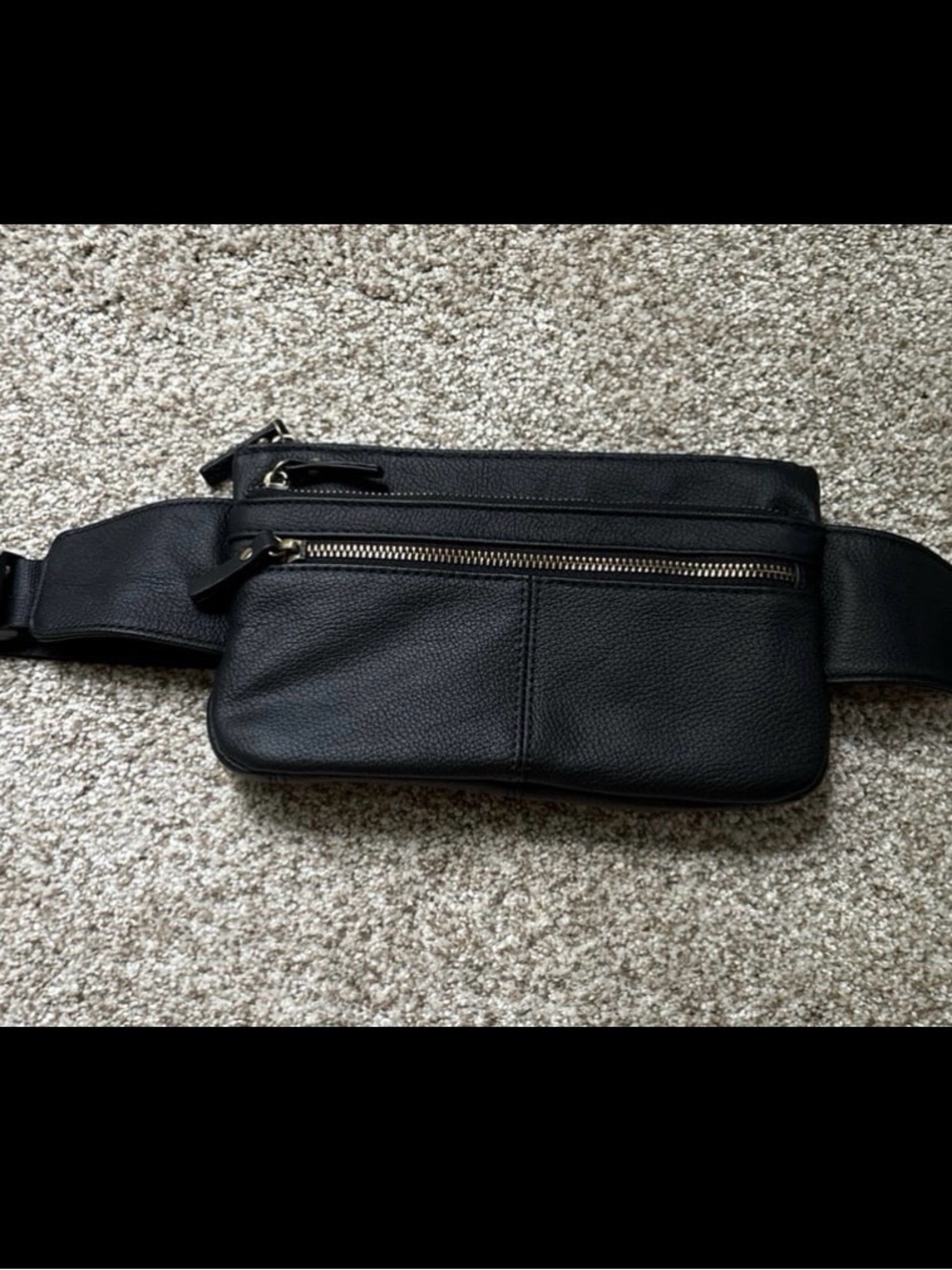 Black Leather Crossbody Belt Bag